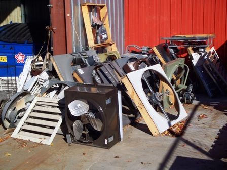 The Boneyard Vent Masters Boneyard - old fans to be recycled.